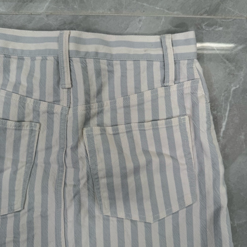 Women’s Madewell Stretch A-Line Mini Skirt Pompano Stripe Button Front Size 24 - Picture 11 of 16